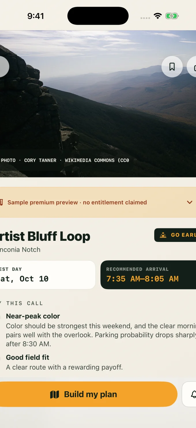 Peak Weekend field guide with destination details