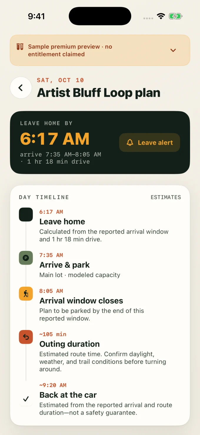 Peak Weekend saved outing plan